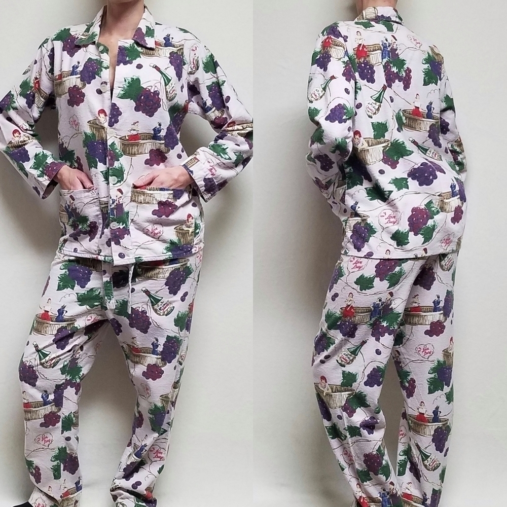 RARE Vintage Nick & Nora I Love Lucy Italian Movie Cotton Flannel Pajama Set Sm